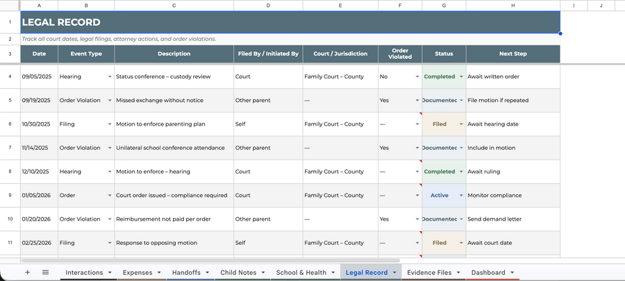 ParentRecord Digital Tracker — screen 6