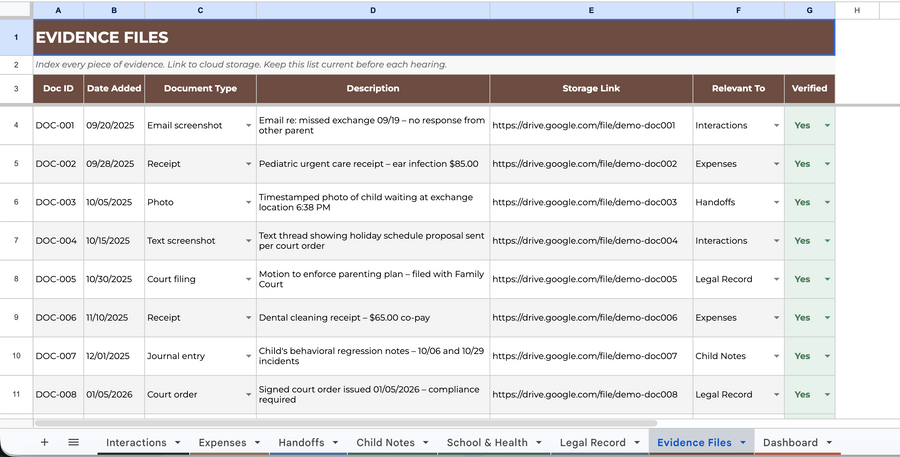 ParentRecord Digital Tracker — screen 7